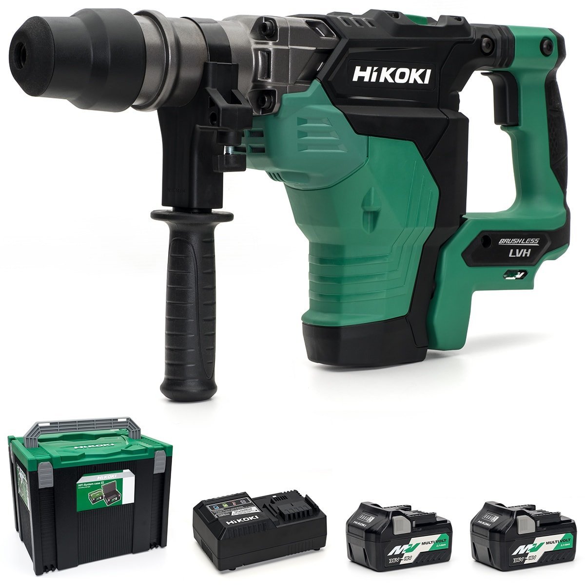 Hikoki 36V MultiVolt Rotary Hammer Drill 40mm SDS-Max 2 x 4.0Ah Li-Ion Batteries Main Image