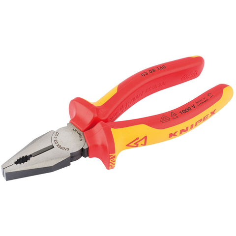 Draper Knipex 03 08 160UKSBE VDE Fully Insulated Combination Pliers, 160mm Main Image