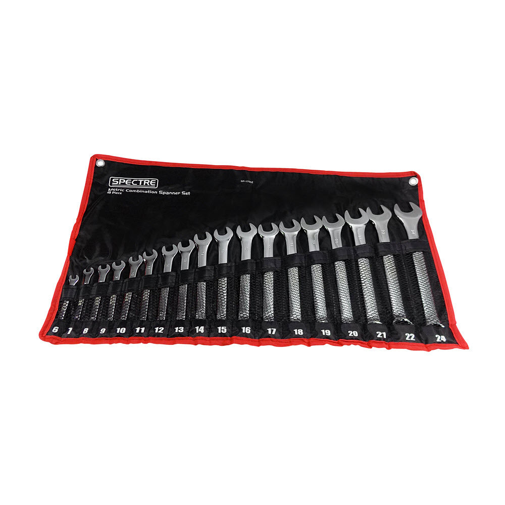 Spectre 18pc. Chrome Vanadium Metric Combination Spanner Set in Wallet (SP-17002) Main Image