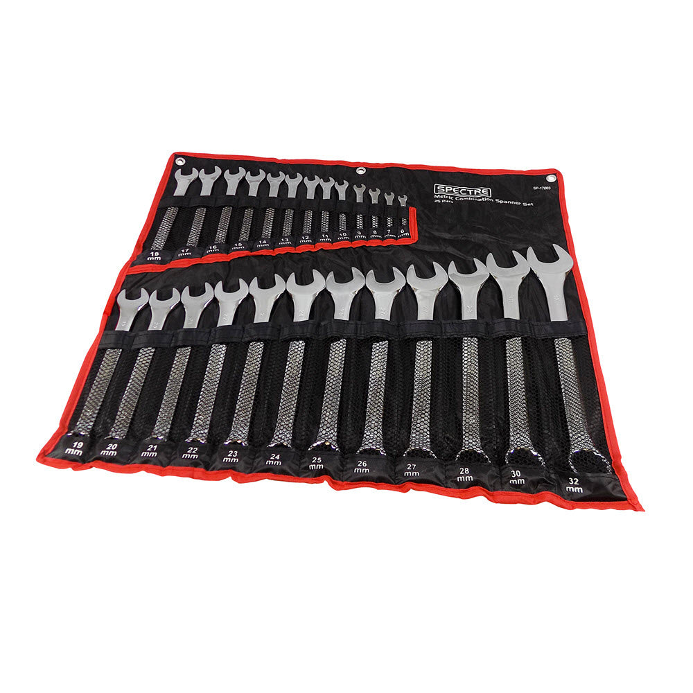 Spectre 25pc. Chrome Vanadium Metric Combination Spanner Set in Wallet (SP-17003) Main Image