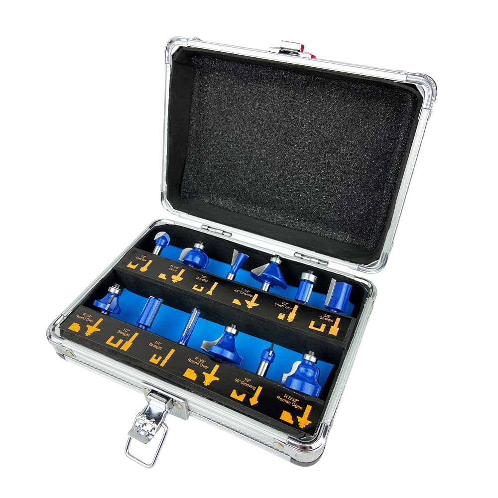 Spectre 12pc 1/4in Router Bit Set in Mini Aluminium Case Main Image