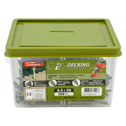 C2 Advanced Decking Timber Screws - TX - Countersunk - Exterior - Green Main Image