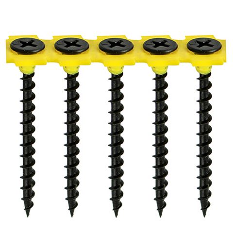 Collated Drywall Screws - Coarse Thread - PH - Bugle - Black