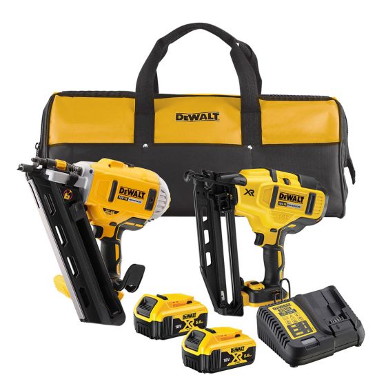 DeWalt DCK2046P2 18v XR Cordless Brushless Nailers DCN692 + DCN660 Twin Pack Inc 2x 5.0Ah Batts Main Image