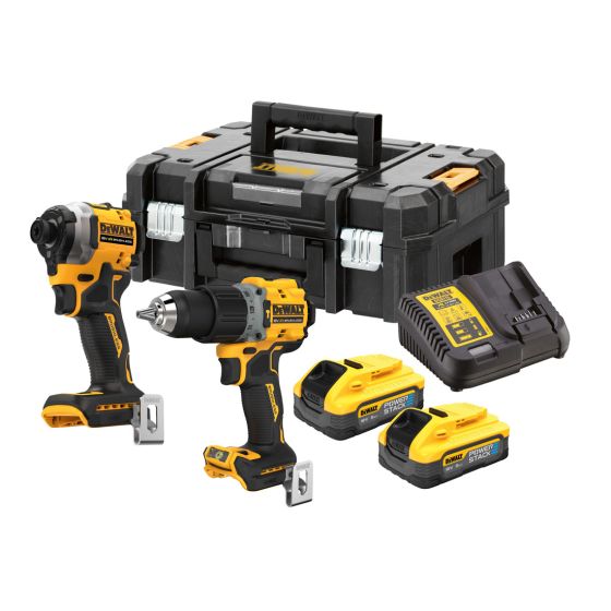 DeWalt DCK2050H2T-GB 18v XR Powerstack Twin Kit Hammer Drill Driver & Impact Driver Inc 2x Powerstack Batts Main Image