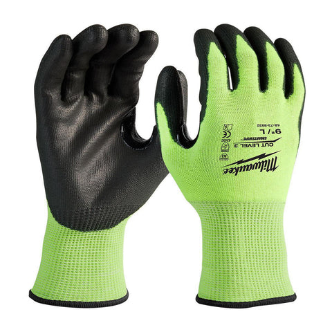 Milwaukee Hi-Vis Cut Level 3/C Dipped Gloves M-XXL Main Image