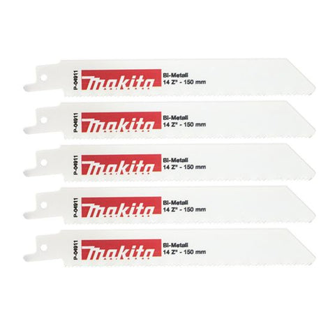 Makita P-04911 Flexible Cut Bi-Metal Reciprocating Blade Pack 150mm x 14TPI x5 Pcs Main Image