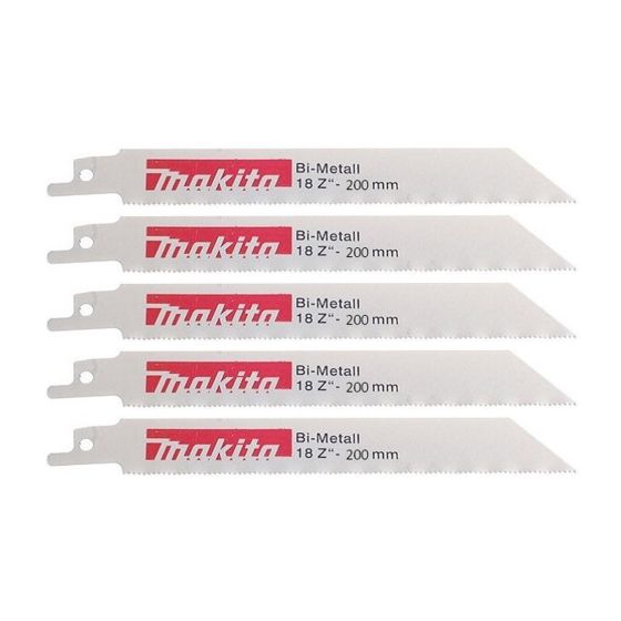 Makita P-04933 Specialised Cut Bi-Metal Reciprocating Blade Pack 200mm x 18TPI x5 Pcs Main Image