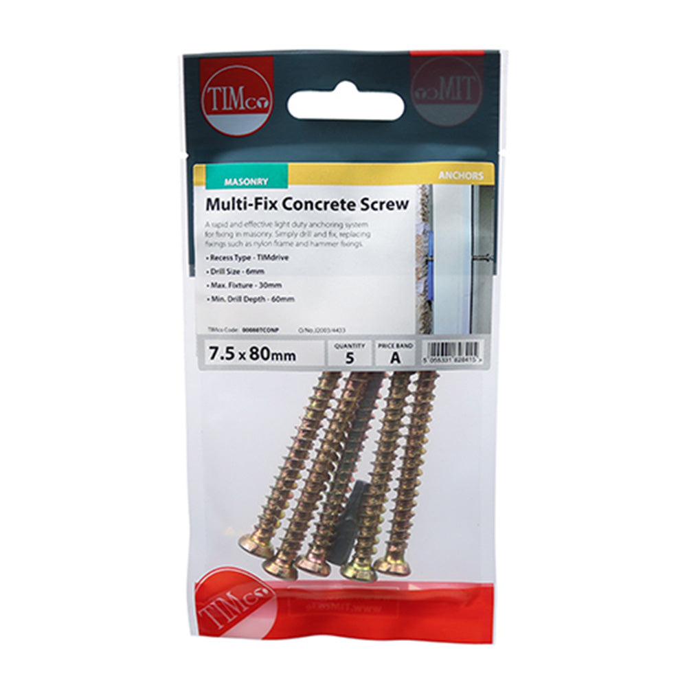 00050TCONP Concrete Screws - TX - Flat Countersunk - Yellow Main Image