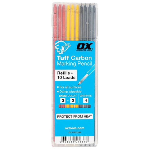 Ox Tools P503202 Tuff Carbon Basic Colour & Graphite Pencil Lead Pack X10 Pcs Main Image